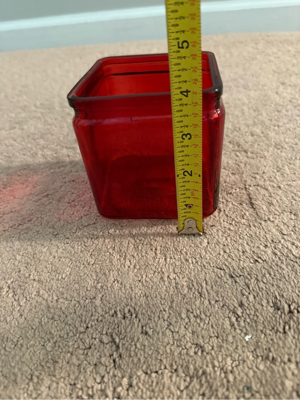 Red Square Glass Vase / Planter